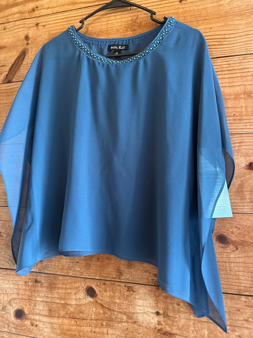 Nwt Dana Kay Slate Blue Sheer Top